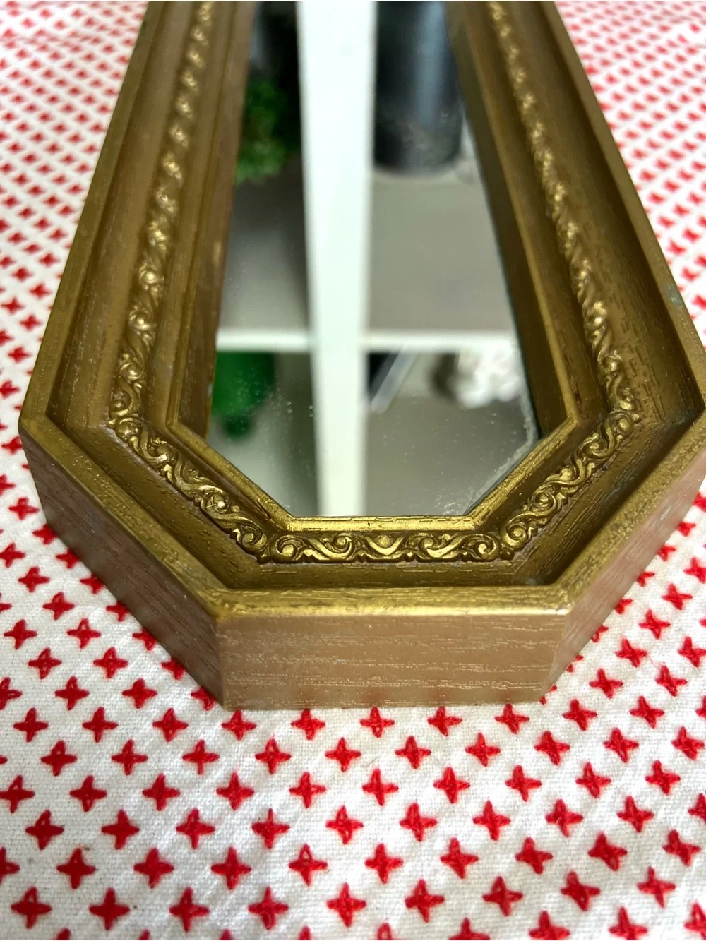 Vintage home interior gold resin mirror oblong wall decor grandma core regency